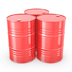 Image showing Three red barrels