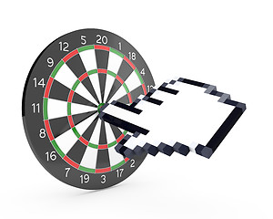 Image showing Hand cursor hits the dartboard