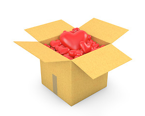 Image showing Carton box full of hearts