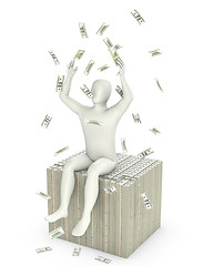 Image showing Abstract white man throws dollars