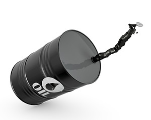 Image showing Falling barrel of oil