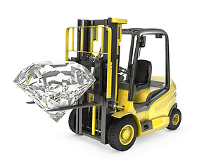 Image showing Fork lift truck lifts round cut diamond