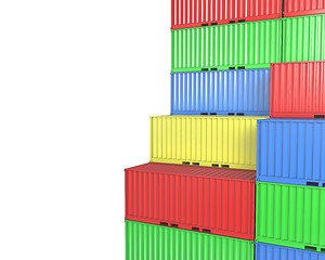 Image showing Group of freight containers, with blanks space