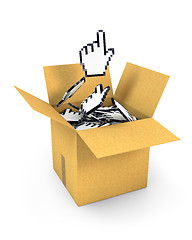 Image showing Hand cursor flies from box of cursors