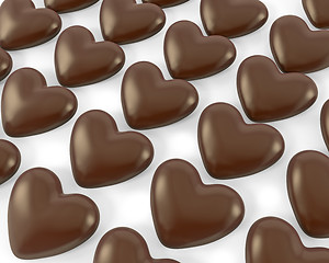 Image showing Many heart shaped chocolate candies