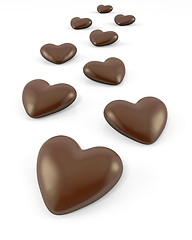 Image showing Few heart shaped chocolate candies