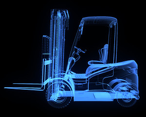 Image showing Fork lift truck, side view