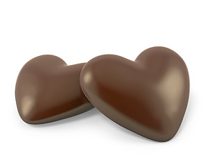 Image showing Pair of heart shaped chocolate candies 