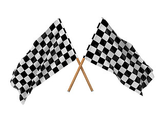 Image showing Checkered Flags. (Two Crossed Flags.)
