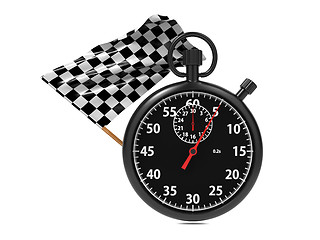 Image showing Stopwatch with checkered flag.