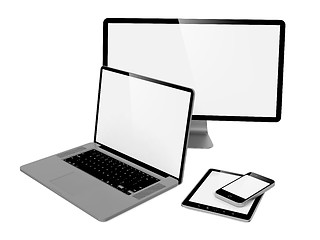 Image showing Computer, Laptop and Phone.