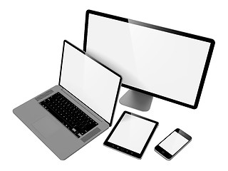 Image showing Computer, Laptop and Phone.