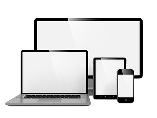 Image showing Computer, Laptop and Phone.