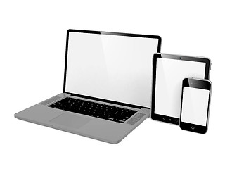 Image showing Computer, Laptop and Phone.