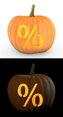 Image showing Percent symbol carved on pumpkin jack lantern