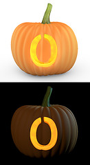 Image showing O letter carved on pumpkin jack lantern