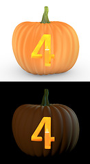 Image showing Number 4 carved on pumpkin jack lantern