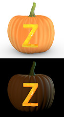 Image showing Z letter carved on pumpkin jack lantern 