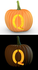 Image showing Q letter carved on pumpkin jack lantern