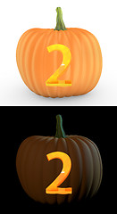 Image showing Number 2 carved on pumpkin jack lantern