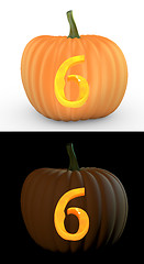 Image showing Number 6 carved on pumpkin jack lantern