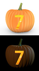 Image showing Number 7 carved on pumpkin jack lantern 