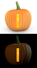 Image showing I letter carved on pumpkin jack lantern