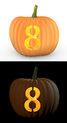 Image showing Number 8 carved on pumpkin jack lantern