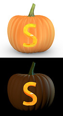 Image showing S letter carved on pumpkin jack lantern
