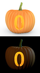 Image showing Number 0 carved on pumpkin jack lantern