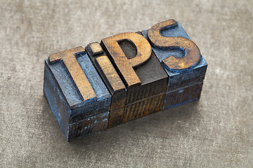 Image showing tips word in wood type