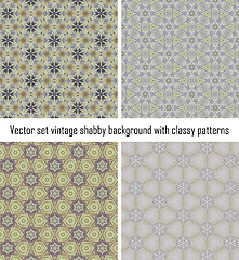 Image showing Set vintage shabby background with classy patterns