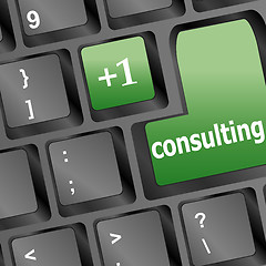 Image showing consulting word on white keyboard, business concept