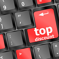 Image showing top discount concept sign on computer key