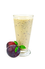 Image showing Milkshake with two plums