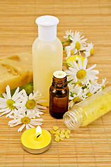 Image showing Oil with yellow soap and salt