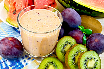 Image showing Milkshake with plums and watermelon