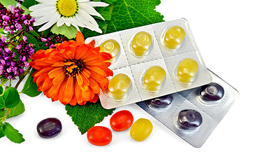 Image showing Lozenges cough multicolored with herbs
