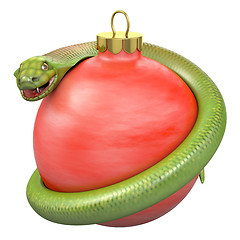 Image showing Cobra on a red christmas bauble