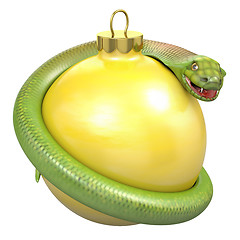 Image showing Cobra on a yellow christmas bauble