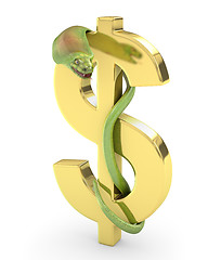 Image showing Green cobra on a gold dollar sign