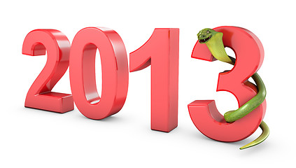 Image showing Green cobra 2013 new year symbol