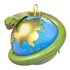 Image showing Cobra on a christmas bauble, Asia part