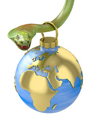 Image showing Christmas bauble hanging on cobra, Europe part