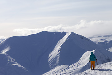 Image showing Skier on top of mountain