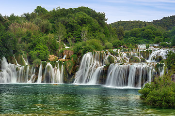 Image showing Krka river waterfalls in the Krka National Park, Roski Slap, Croatia