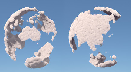 Image showing Cloud globe, Asia and Australia