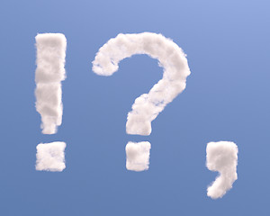 Image showing Question, exclamation and comma shape clouds