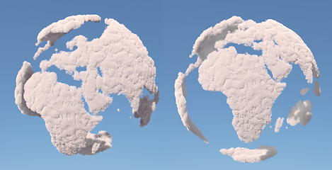 Image showing Cloud globe, Europe and africa