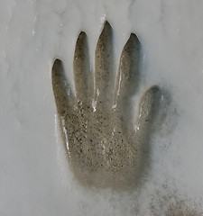Image showing Hand Print On Ice